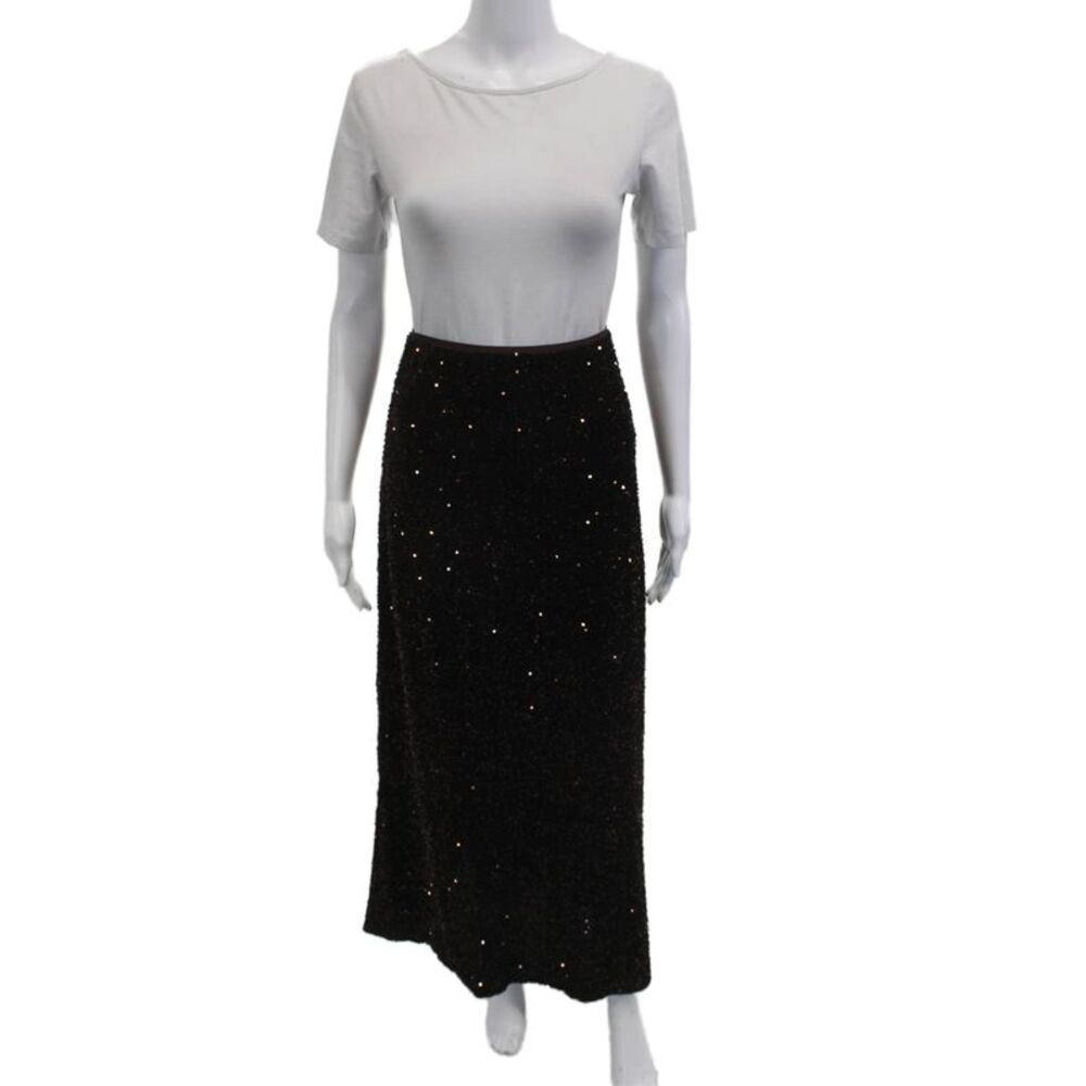 Jessie Liu Women Maxi Pencil Skirt Black Polyester Size XL